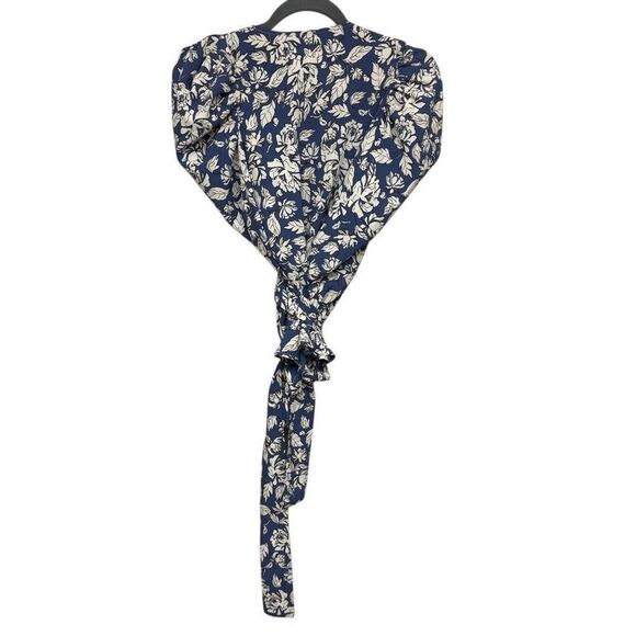 ASTR The Label periwinkle floral puff sleeve wrap long sleeve blouse size small - Picture 5 of 6